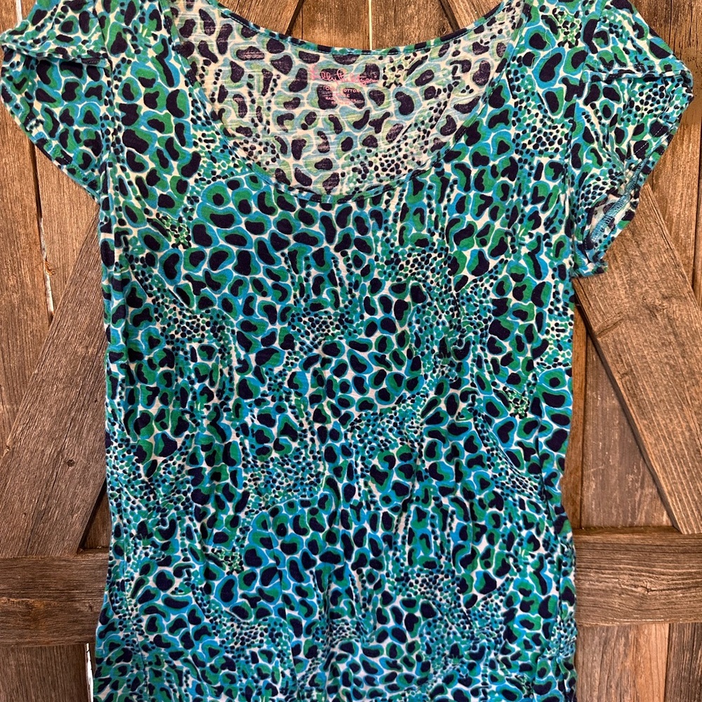 Lilly Pulitzer Blue and Green Animal Print Top